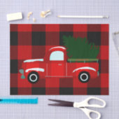 Rood & Zwart Buffel Plaid Rustische Kerst Truck Tissuepapier (Craft)