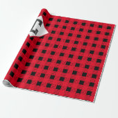 rood & zwart buffelplaid Monogram initiaal klassie Cadeaupapier (Uitgerold)