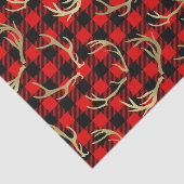 Rood & zwart buffelruitpatroon & gouden hertenhoor tissuepapier (Detail)