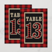 Rood & Zwart Buffelruitpatroon Rustiek Tafelnummer (Voorkant / Achterkant)