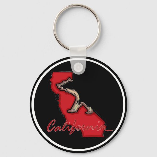 Rood zwart Californië beer staat symbool sleutelha Sleutelhanger (Voorkant)