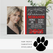 Rood & Zwart Chalkboard Afstuderen Fotouitnodiging Kaart