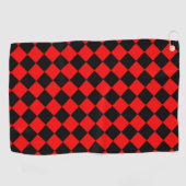 Rood Zwart Checker Diamant Patroon Golfhanddoek (Horizontaal)