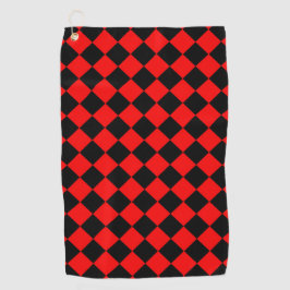 Rood Zwart Checker Diamant Patroon Golfhanddoek