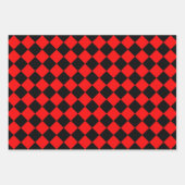 Rood Zwart Checker Diamant Patroon Inpakpapier Vel (Voorkant 2)
