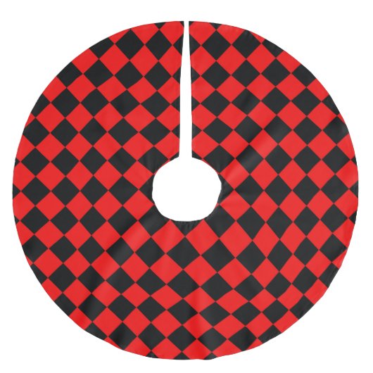 Rood Zwart Checker Diamant Patroon Kerstboom Rok (Voorkant)