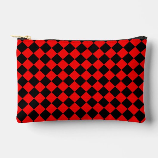 Rood Zwart Checker Diamant Patroon Klein Etui (Voorkant)