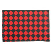 Rood Zwart Checker Diamant Patroon Kussensloop (Voorkant-Rechts)