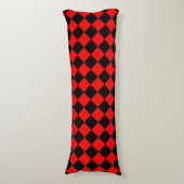 Rood Zwart Checker Diamant Patroon Lichaamskussen (Voorkant Verticaal)