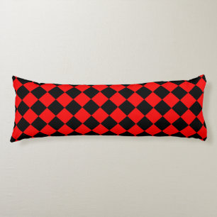 Rood Zwart Checker Diamant Patroon Lichaamskussen