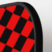 Rood Zwart Checker Diamant Patroon Pickleball Paddle (Links Detail)