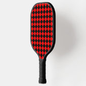 Rood Zwart Checker Diamant Patroon Pickleball Paddle (Links)