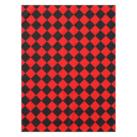 Rood Zwart Checker Diamant Patroon Tafelkleed (Voorkant)