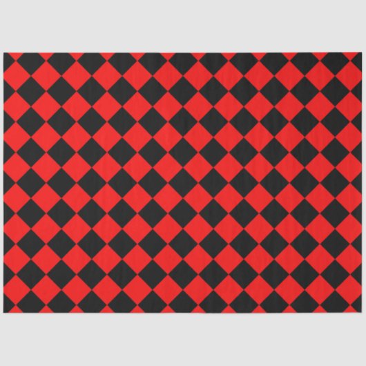 Rood Zwart Checker Diamant Patroon Tissuepapier (Voorkant)