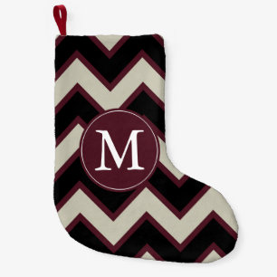 Rood zwart chevron monogram kleine kerstsok
