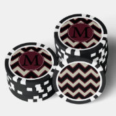 Rood zwart chevron monogram poker chips (Opstapeling)