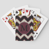 Rood zwart chevron monogram speelkaarten (Achterkant)