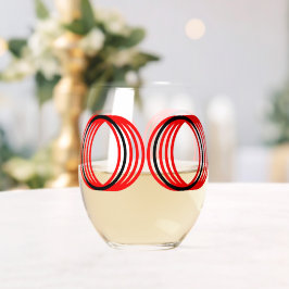 Rood Zwart Cirkels Modern Drinkware Set Wijnglas Zonder Voet