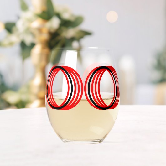 Rood Zwart Cirkels Modern Drinkware Set Wijnglas Zonder Voet (Insitu (Huwelijk))