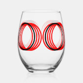 Rood Zwart Cirkels Modern Drinkware Set Wijnglas Zonder Voet (Voorkant)
