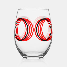 Rood Zwart Cirkels Modern Drinkware Set Wijnglas Zonder Voet