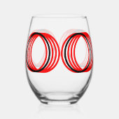 Rood Zwart Cirkels Modern Drinkware Set Wijnglas Zonder Voet (Achterkant)
