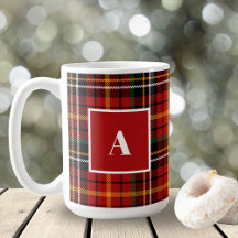 Rood Zwart Classic Kerst geruite Monogram Initiaal