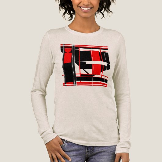 Rood Zwart Complex Geometrische Abstracte Kunst On Tri-Blend Shirt (Voorkant)