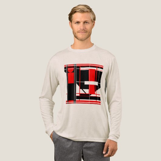 Rood Zwart Complex Geometrische Abstracte Kunst On Tri-Blend Shirt (Voorkant)