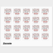 Rood Zwart Confetti Afstuderen 2026 Vierkante Sticker (Vel)