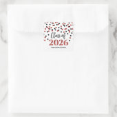 Rood Zwart Confetti Afstuderen 2026 Vierkante Sticker (Tas)