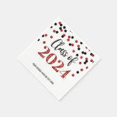 Rood Zwart Confetti Klasse van 2024 Servetten (Hoek)