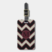 Rood Zwart Crème Chevron Monogram Bagagelabel (Voorkant verticaal)