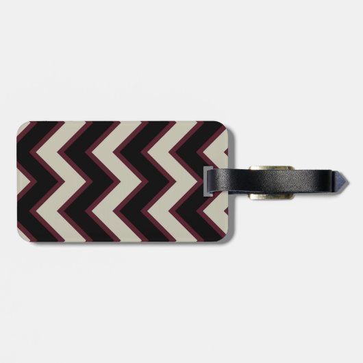 Rood Zwart Crème Chevron Monogram Bagagelabel (Achterkant horizontaal)