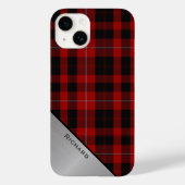 Rood & Zwart Cunningham Plaid & Aluminium look Case-Mate iPhone Case (Achterkant)