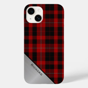 Rood & Zwart Cunningham Plaid & Aluminium look Case-Mate iPhone 14 Hoesje