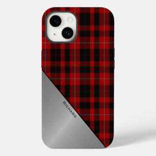 Rood & Zwart Cunningham Schotse ruit & Aluminium U iPhone 14 Hoesje