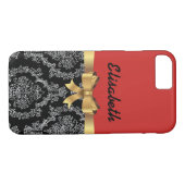 ROOD ZWART DAMASCUS GOUDEN BOOG MONOGRAM Case-Mate iPhone CASE (Achterkant (Horizontaal))