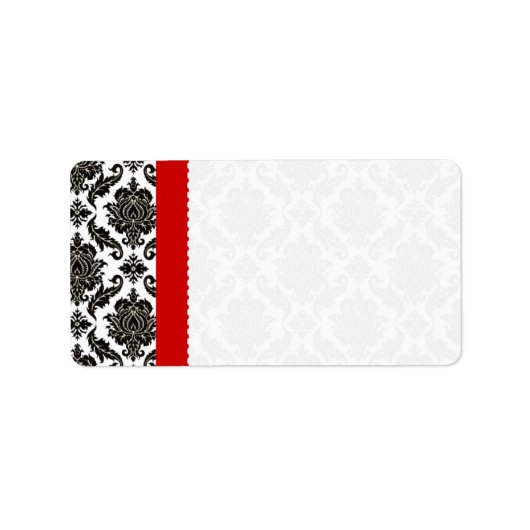 Rood & Zwart Damask #1 Stippen Verzending Etiket (Voorkant)