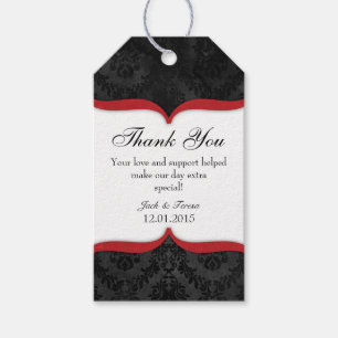 Rood Zwart Damask Dank u Labels Cadeaulabel