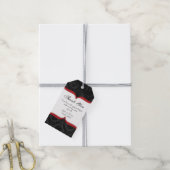 Rood Zwart Damask Dank u Labels Cadeaulabel (Met Touw)
