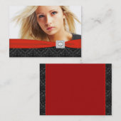Rood Zwart Damask Foto Visitekaartjes (Voorkant / Achterkant)