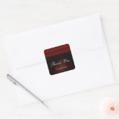Rood & Zwart Damask Gothic Donker Romantisch Kant Vierkante Sticker (Envelop)