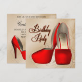 Rood Zwart Damask Hoge Heel Schoenen Verjaardagsfe Kaart (Voorkant / Achterkant)