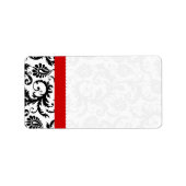 Rood & Zwart Damask Stippen Verzending Etiket (Voorkant)
