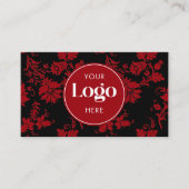 Rood & Zwart Damast Aangepaste Logo QR Code Sjablo Visitekaartje (Voorkant)