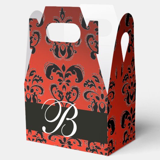 ROOD ZWART DAMAST BRUILOFT MONOGRAM Elegant Bedankdoosjes (Geopend)