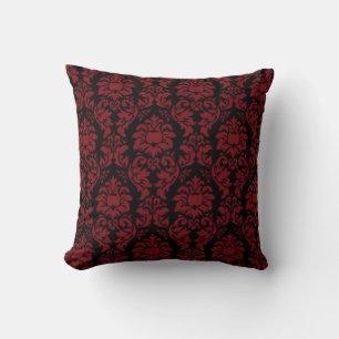 Rood & Zwart Damast Look Kussen