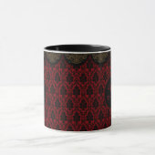 Rood-zwart damast met gouden rand mok (Midden)