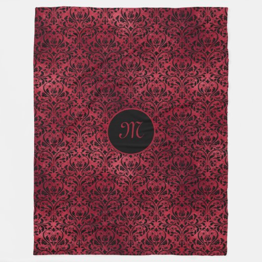 Rood-zwart damast met Monogram Fleece Deken (Voorkant)